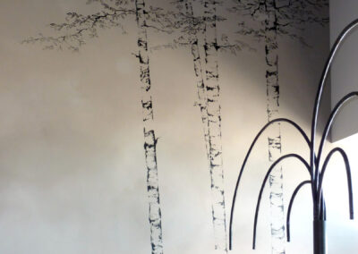Fresque « Bouleaux noir et blanc » pour un restaurant à Montélimar
