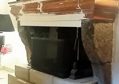 Imitation pierre sur un linteau de cheminée – Particulier, Ardèche