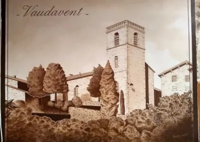 Fresque sepia – Mairie de Vaudevant, Ardèche