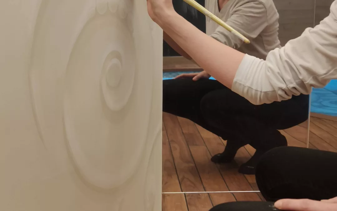 Décor peint en trompe l’œil « Nautiles » – Spa de l’hôtel Le Lys Martagon, Courchevel